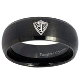 10mm CTR Dome Brush Black Tungsten Carbide Mens Anniversary Ring