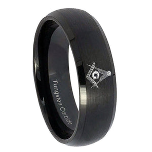 10mm Master Mason Dome Brush Black Tungsten Carbide Men's Wedding Ring