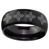 10mm Multiple Crosses Dome Brush Black Tungsten Carbide Bands Ring
