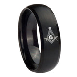 10mm Master Mason Masonic Dome Brush Black Tungsten Carbide Custom Mens Ring