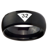 10mm Masonic 32 Triangle Design Freemason Dome Brush Black Tungsten Carbide Men's Wedding Band