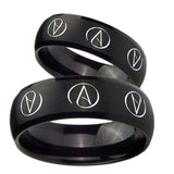 His Hers Atheist Design Dome Brush Black Tungsten Rings Set