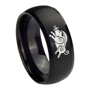 10mm Wild Boar Dome Brush Black Tungsten Carbide Men's Engagement Band