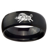 10mm Wild Boar Dome Brush Black Tungsten Carbide Men's Engagement Band