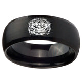 10mm Masonic 32 Degree Freemason Dome Brush Black Tungsten Carbide Men's Wedding Band