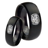 Bride and Groom Masonic 32 Degree Freemason Dome Brush Black Tungsten Carbide Wedding Bands Ring Set