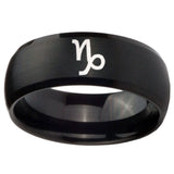 10mm Capricorn Zodiac Dome Brush Black Tungsten Carbide Men's Band Ring