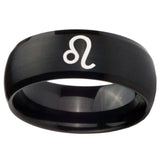 10mm Leo Zodiac Dome Brush Black Tungsten Carbide Men's Bands Ring