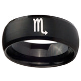 10mm Scorpio Horoscope Dome Brush Black Tungsten Carbide Men's Engagement Ring