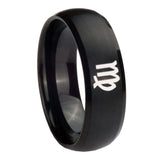 10mm Virgo Zodiac Dome Brush Black Tungsten Carbide Men's Promise Rings