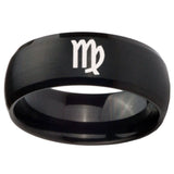 10mm Virgo Zodiac Dome Brush Black Tungsten Carbide Men's Promise Rings