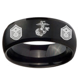 10mm Marine Chief Master Sergeant  Dome Brush Black Tungsten Carbide Promise Ring