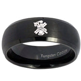 10mm Fireman Dome Brush Black Tungsten Carbide Men's Band Ring