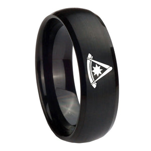 10mm Pester Master Masonic Dome Brush Black Tungsten Carbide Engraved Ring