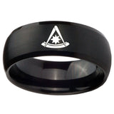 10mm Pester Master Masonic Dome Brush Black Tungsten Carbide Engraved Ring