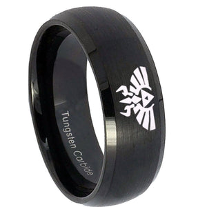 10mm Zelda Skyward Sword Dome Brush Black Tungsten Mens Ring Personalized