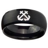 10mm Anchor Dome Brush Black Tungsten Carbide Mens Engagement Ring