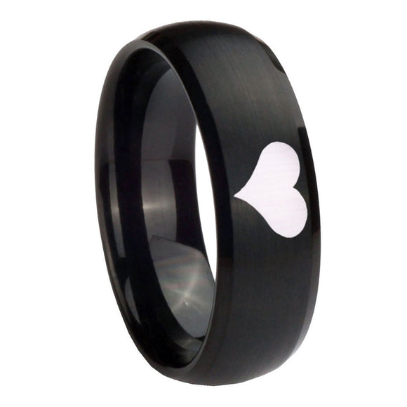 10mm Heart Dome Brush Black Tungsten Carbide Men's Engagement Ring