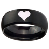 10mm Heart Dome Brush Black Tungsten Carbide Men's Engagement Ring