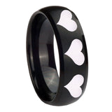 10mm Multiple Heart Dome Brush Black Tungsten Carbide Mens Wedding Band