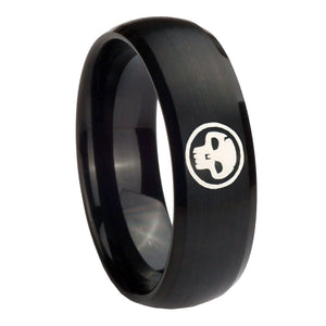 10mm Skull Dome Brush Black Tungsten Carbide Mens Bands Ring