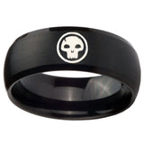 10mm Skull Dome Brush Black Tungsten Carbide Mens Bands Ring