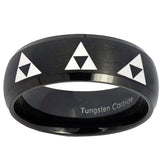 10mm Multiple Zelda Triforce Dome Brush Black Tungsten Mens Promise Ring