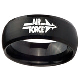 10MM Air Force Brush Black Dome Tungsten Carbide Men's Ring