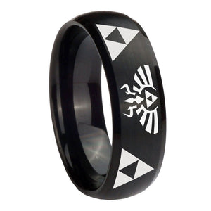 10mm Legend of Zelda Dome Brush Black Tungsten Carbide Wedding Engagement Ring