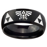 10mm Legend of Zelda Dome Brush Black Tungsten Carbide Wedding Engagement Ring