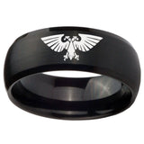 10mm Aquila Dome Brush Black Tungsten Carbide Mens Ring Personalized