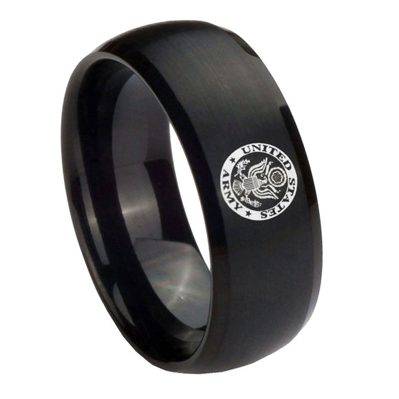 10mm U.S. Army Dome Brush Black Tungsten Carbide Men's Engagement Band