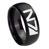 10mm N7 Design Dome Brush Black Tungsten Carbide Men's Engagement Band