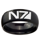 10mm N7 Design Dome Brush Black Tungsten Carbide Men's Engagement Band