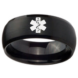 10mm Medical Alert Dome Brush Black Tungsten Carbide Men's Engagement Band