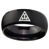 10mm Masonic Triple Dome Brush Black Tungsten Carbide Personalized Ring