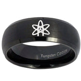 10mm American Atheist Dome Brush Black Tungsten Carbide Mens Bands Ring