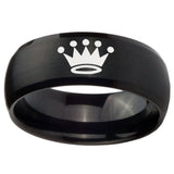 10mm Crown Dome Brush Black Tungsten Carbide Mens Promise Ring