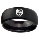 10mm GI Joe Eagle Dome Brush Black Tungsten Carbide Custom Mens Ring