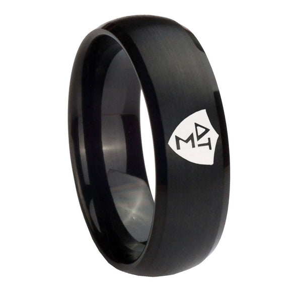 10mm Greek CTR Dome Brush Black Tungsten Carbide Men's Wedding Ring