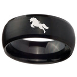 10mm Horse Dome Brush Black Tungsten Carbide Men's Promise Rings