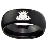 10mm Claddagh Design Dome Brush Black Tungsten Carbide Men's Engagement Ring
