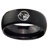 10mm Mario Boo Ghost Dome Brush Black Tungsten Carbide Engraved Ring