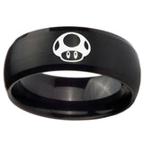 10mm Mario Mushroom Dome Brush Black Tungsten Carbide Rings for Men