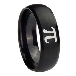 10mm Math Pi Dome Brush Black Tungsten Carbide Personalized Ring