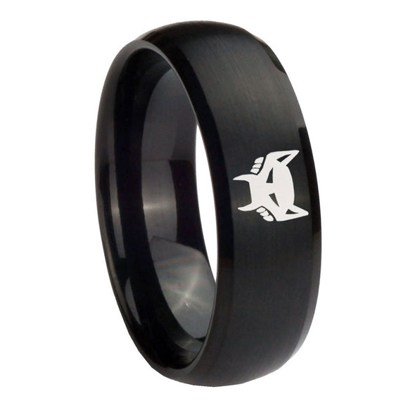 10mm Maximal Dome Brush Black Tungsten Carbide Wedding Band Mens