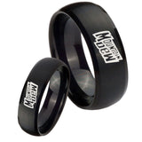 His and Hers Mountain Dew Dome Brush Black Tungsten Mens Engagement Ring Set