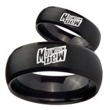 His and Hers Mountain Dew Dome Brush Black Tungsten Mens Engagement Ring Set