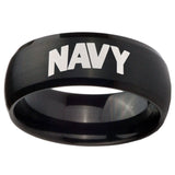 10mm Navy Dome Brush Black Tungsten Carbide Men's Engagement Band