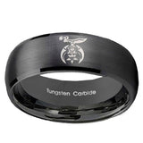 10mm Masonic Shriners Dome Brush Black Tungsten Carbide Men's Bands Ring